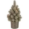 Northlight 12 In. LED Pre-lit Gold Metallic Glitter Artificial Christmas Tree With Burlap Base - Clear Lights -Northlight Shop northlight christmas centerpieces 34315181 64 1000
