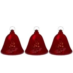 Northlight 6.5 In. Musical Lighted Red Bells Christmas Decorations Set Of 3