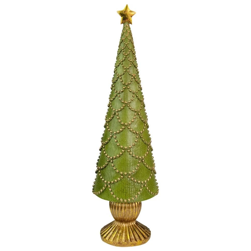 Northlight 17 .5 In. Green Christmas Tree Cone On Pedestal With Star Topper Table Top Decor 1 Northlight 17 .5 In. Green Christmas Tree Cone On Pedestal With Star Topper Table Top Decor