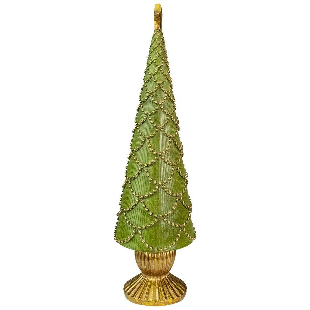 Northlight 17 .5 In. Green Christmas Tree Cone On Pedestal With Star Topper Table Top Decor 2 Northlight 17 .5 In. Green Christmas Tree Cone On Pedestal With Star Topper Table Top Decor - Image 2