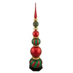 Northlight 54 In. Green And Red Topiary Finial Tower Commercial Christmas Decoration