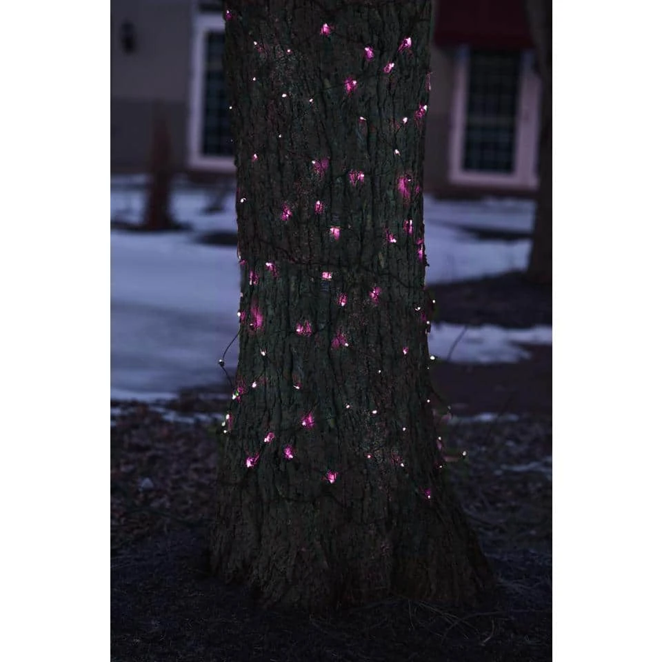 Northlight 2 Ft. X 8 Ft. Pink Mini Net Style Tree Trunk Wrap Christmas Lights With Brown Wire 3 Northlight 2 Ft. X 8 Ft. Pink Mini Net Style Tree Trunk Wrap Christmas Lights With Brown Wire - Image 3