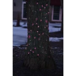 Northlight 2 Ft. X 8 Ft. Pink LED Net Style Tree Trunk Wrap Christmas Lights With Brown Wire -Northlight Shop northlight christmas net lights 32604855 31 1000