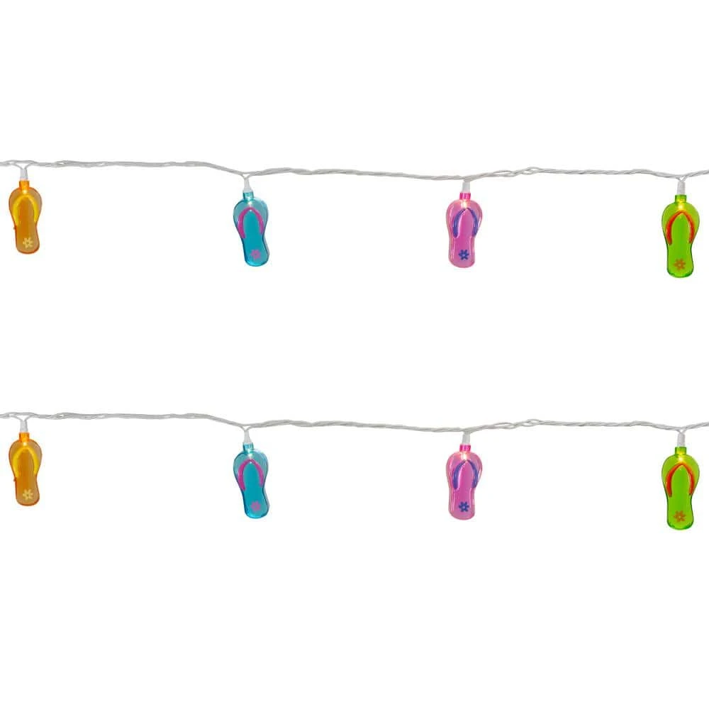 Northlight 7.25 Ft. 10-Light Clear Summer Flip Flop Novelty Incandescent Mini String Lights With White Wire Bulbs 2 Northlight 7.25 Ft. 10-Light Clear Summer Flip Flop Novelty Incandescent Mini String Lights With White Wire Bulbs - Image 2
