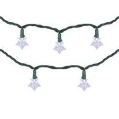 Northlight 10-Count Pure White LED Star Christmas Light Set, 4 Ft. Green Wire