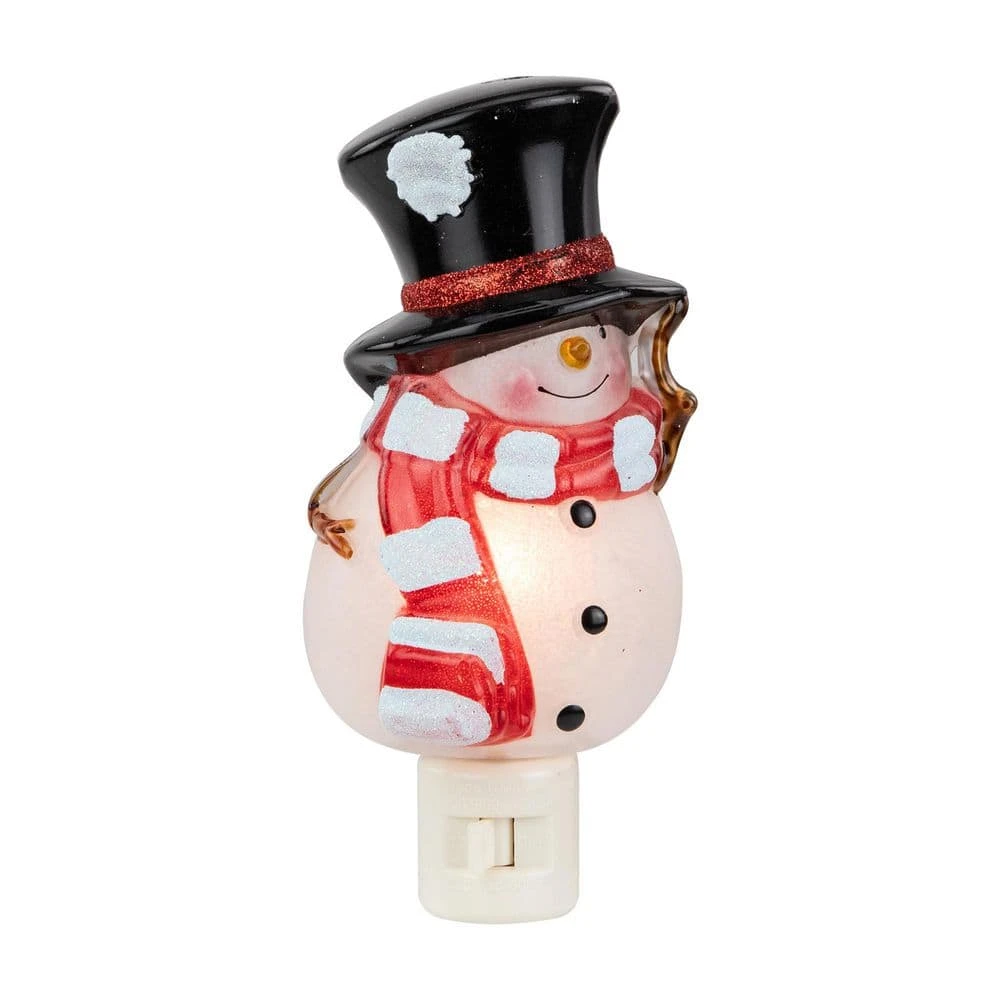 Northlight 6.5in. White And Red Snowman In Black Top Hat Christmas Night Light 1 Northlight 6.5in. White And Red Snowman In Black Top Hat Christmas Night Light