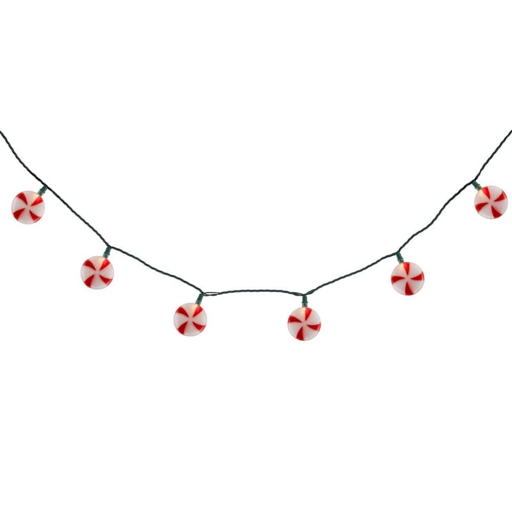 Northlight 10-Count Peppermint Candies Christmas Lights-6ft Green Wire 4 Northlight 10-Count Peppermint Candies Christmas Lights-6ft Green Wire - Image 4