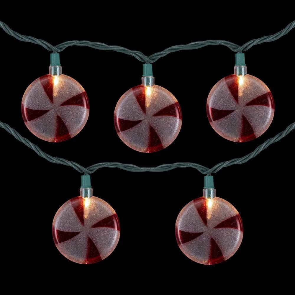 Northlight 10-Count Peppermint Candies Christmas Lights-6ft Green Wire 3 Northlight 10-Count Peppermint Candies Christmas Lights-6ft Green Wire - Image 3