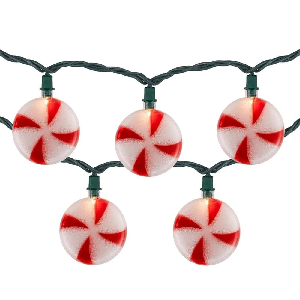 Northlight 10-Count Peppermint Candies Christmas Lights-6ft Green Wire 1 Northlight 10-Count Peppermint Candies Christmas Lights-6ft Green Wire
