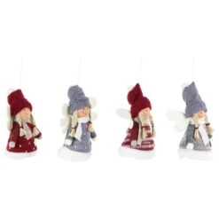 Northlight Plush Angel Girl Hanging Christmas Ornaments-4.25 In. Red And Gray-Set Of 4 -Northlight Shop northlight christmas ornament sets 35250559 1f 1000