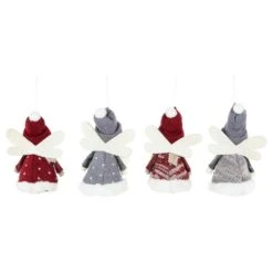 Northlight Plush Angel Girl Hanging Christmas Ornaments-4.25 In. Red And Gray-Set Of 4 -Northlight Shop northlight christmas ornament sets 35250559 fa 1000