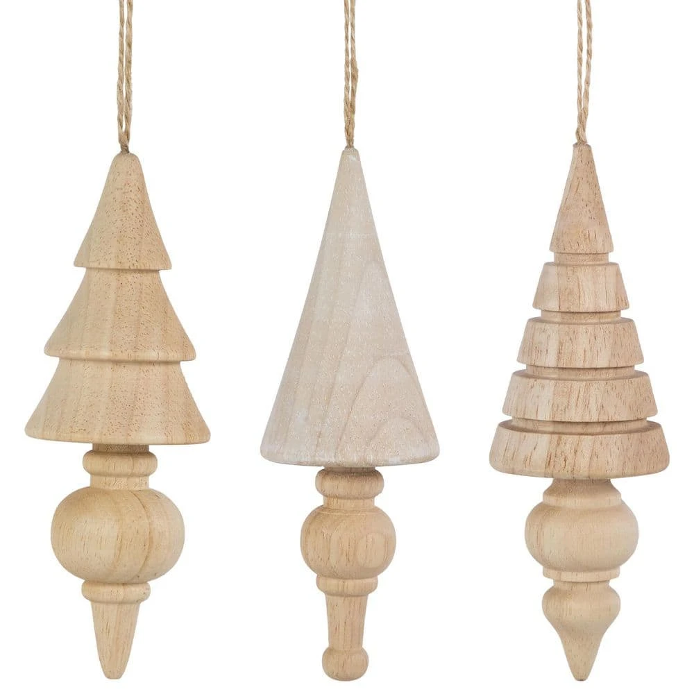 Northlight Set Of 3 Natural Trees Wooden Christmas Ornaments 5.5 In. 1 Northlight Set Of 3 Natural Trees Wooden Christmas Ornaments 5.5 In.