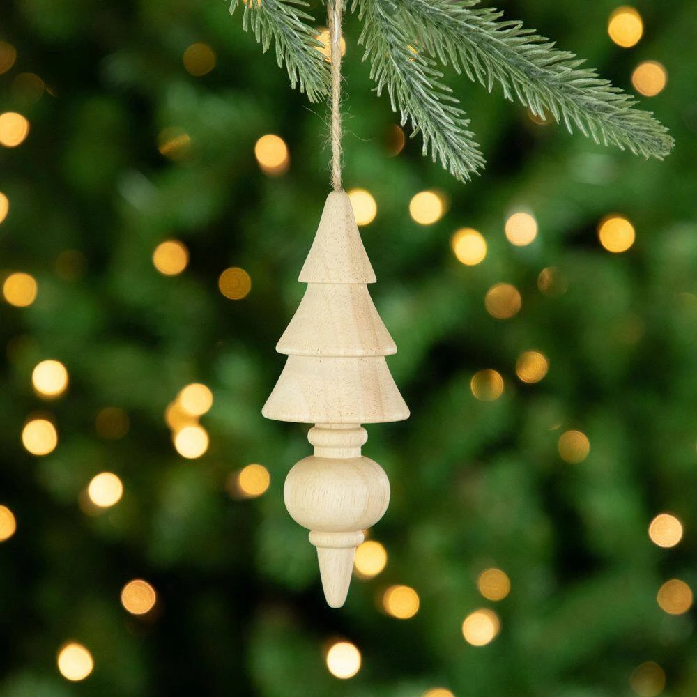 Northlight Set Of 3 Natural Trees Wooden Christmas Ornaments 5.5 In. 2 Northlight Set Of 3 Natural Trees Wooden Christmas Ornaments 5.5 In. - Image 2