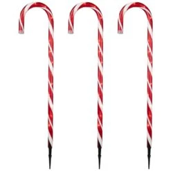 Northlight 28 In. Christmas Outdoor Decorations Lighted Candy Cane (Set Of 3) -Northlight Shop northlight christmas pathway lights 32622998 c3 1000