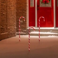 Northlight 28 In. Christmas Outdoor Decorations Lighted Candy Cane (Set Of 3) -Northlight Shop northlight christmas pathway lights 32622998 e1 1000