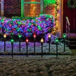 Northlight Set Of 15 Red Clear And Green C9 Candle Christmas Pathway Lights Decorations-14 Ft Green Wire -Northlight Shop northlight christmas pathway lights 32913372 c3 1000