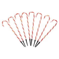 Northlight 8-Count Textured Candy Cane Christmas Pathway Lights Lawn Stakes