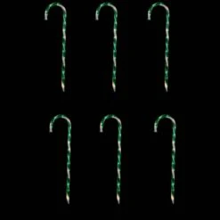 Northlight Lighted Candy Cane Outdoor Christmas Pathway Lights-28"-Green-Set Of 6