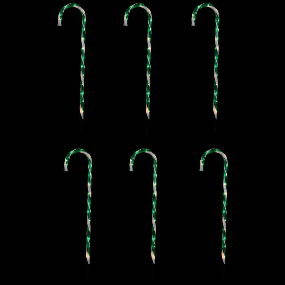 Northlight Lighted Candy Cane Outdoor Christmas Pathway Lights-28"-Green-Set Of 6 1 Northlight Lighted Candy Cane Outdoor Christmas Pathway Lights-28"-Green-Set Of 6