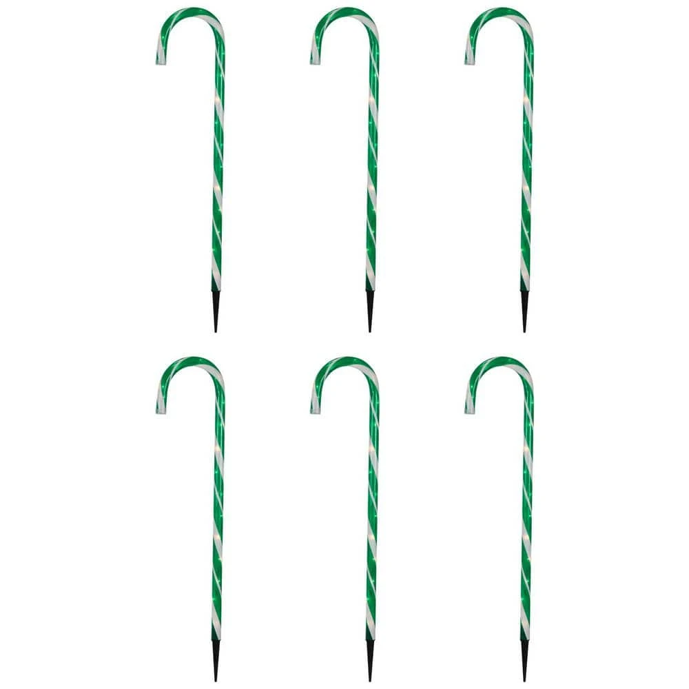 Northlight Lighted Candy Cane Outdoor Christmas Pathway Lights-28"-Green-Set Of 6 2 Northlight Lighted Candy Cane Outdoor Christmas Pathway Lights-28"-Green-Set Of 6 - Image 2