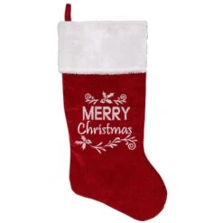 Northlight 20 In. Red In. Merry Christmas In. Velour Christmas Stocking