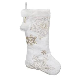 Northlight 20 In. White Snowflakes Christmas Stocking With Cuff