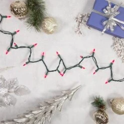 Northlight Set Of 100 Pink Mini Christmas Lights 2.5 In. Spacing With Green Wire -Northlight Shop northlight christmas string lights 32602415 4f 1000