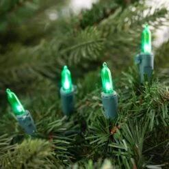 Northlight Set Of 50 Green LED Mini Christmas Lights With Green Wire -Northlight Shop northlight christmas string lights 32605413 1f 1000