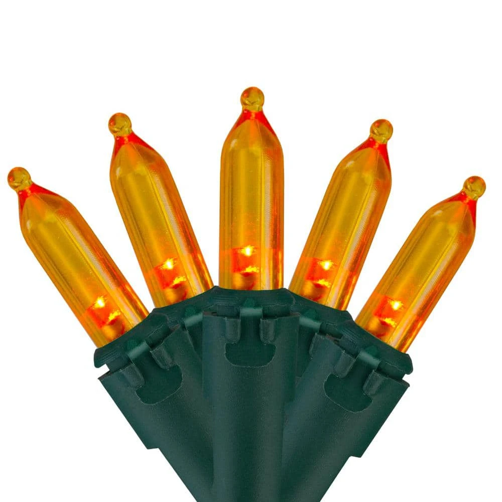 Northlight Set Of 50 Orange LED Mini Christmas Lights With Green Wire 1 Northlight Set Of 50 Orange LED Mini Christmas Lights With Green Wire