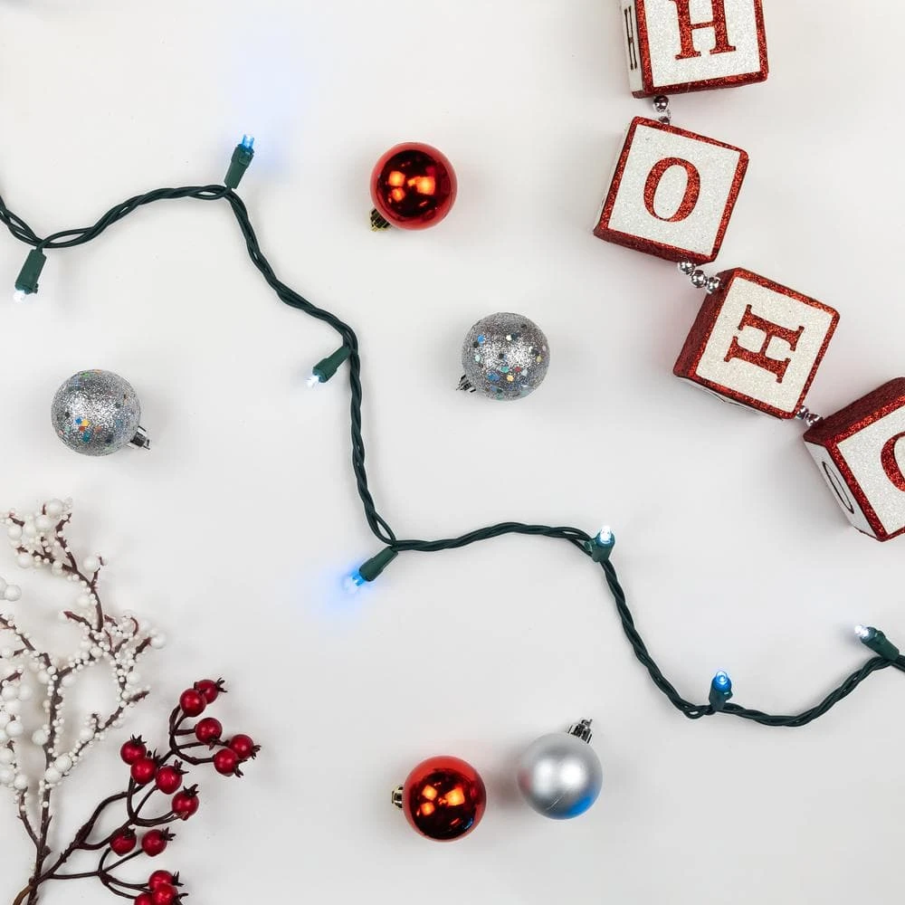 Northlight Set Of 50 Blue And White LED Wide Angle Christmas Lights - Green Wire 5 Northlight Set Of 50 Blue And White LED Wide Angle Christmas Lights - Green Wire - Image 5