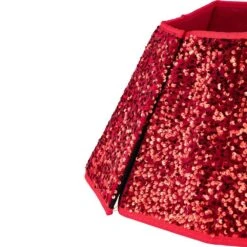 Northlight 26 In. Red Fabric Sequins Hexagonal Christmas Tree Collar -Northlight Shop northlight christmas tree collars 35688232 4f 1000