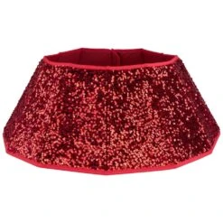 Northlight 26 In. Red Fabric Sequins Hexagonal Christmas Tree Collar