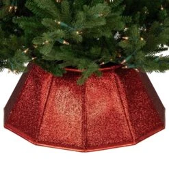Northlight 26 In. Glittery Red Fabric Hexagonal Christmas Tree Collar -Northlight Shop northlight christmas tree collars 35688237 fa 1000