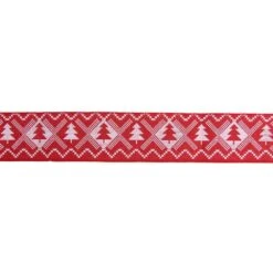 Northlight 2.5 In. X 16 Yds. Red And White Nordic Tree Wired Craft Ribbon