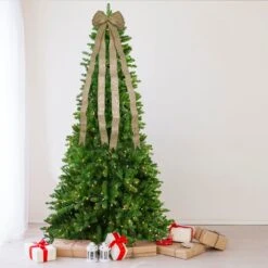 Northlight 48in. X 10in. Burlap And Gold Scroll 16 Loop Christmas Bow Decoration -Northlight Shop northlight christmas tree ribbon 34676938 c3 1000