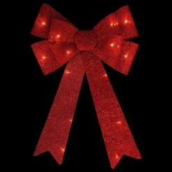 Northlight 16 In. W LED Lighted Red Tinsel Christmas Bow Decoration -Northlight Shop northlight christmas tree ribbon 34902105 4f 1000