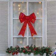 Northlight 11 In. W LED Lighted Red Burlap Christmas Bow Decoration With Color Changing Lights 4 Northlight 11 In. W LED Lighted Red Burlap Christmas Bow Decoration With Color Changing Lights - Image 4