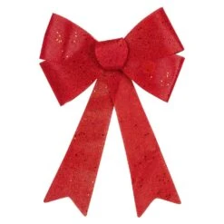 Northlight 11 In. W LED Lighted Red Burlap Christmas Bow Decoration With Color Changing Lights