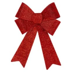 Northlight 12 In. W Red Tinsel 4-Loop Christmas Bow Decoration