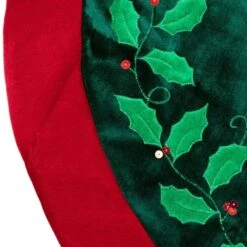 Northlight 48 In. Dark Green And Burgundy Holly Berry Velveteen Christmas Tree Skirt -Northlight Shop northlight christmas tree skirts 31452381 44 1000