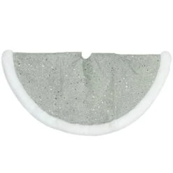 Northlight 20 In. Silver Glittered Mini Christmas Tree Skirt With Faux Fur Trim 9 Northlight 20 In. Silver Glittered Mini Christmas Tree Skirt With Faux Fur Trim -Northlight Shop northlight christmas tree skirts 33530802 1f 1000