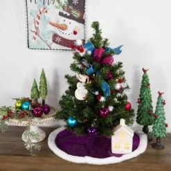 Northlight 20 In. Purple Glittered Mini Christmas Tree Skirt With Faux Fur Trim 11 Northlight 20 In. Purple Glittered Mini Christmas Tree Skirt With Faux Fur Trim -Northlight Shop northlight christmas tree skirts 33530805 31 1000