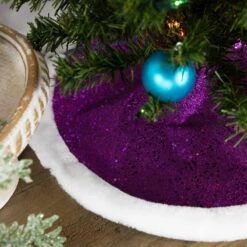 Northlight 20 In. Purple Glittered Mini Christmas Tree Skirt With Faux Fur Trim 10 Northlight 20 In. Purple Glittered Mini Christmas Tree Skirt With Faux Fur Trim -Northlight Shop northlight christmas tree skirts 33530805 44 1000
