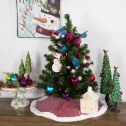 Northlight 20 In. Pink Glittered Mini Christmas Tree Skirt With Faux Fur Trim -Northlight Shop northlight christmas tree skirts 33530806 31 1000