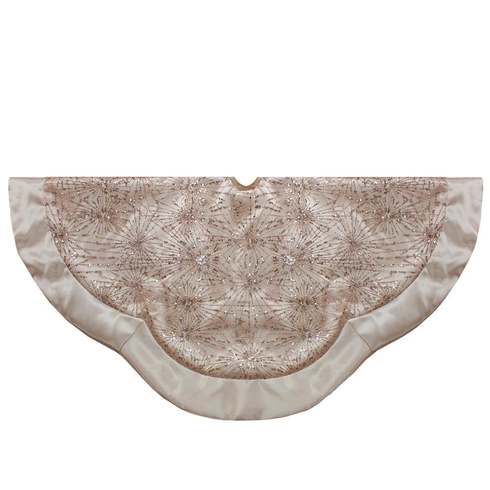Northlight 48 In. Gold Sequins And Glitter Satin Border Christmas Tree Skirt 1 Northlight 48 In. Gold Sequins And Glitter Satin Border Christmas Tree Skirt