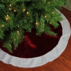Northlight 48 In. White And Burgundy Plush Christmas Tree Skirt 5 Northlight 48 In. White And Burgundy Plush Christmas Tree Skirt -Northlight Shop northlight christmas tree skirts 34315055 31 1000