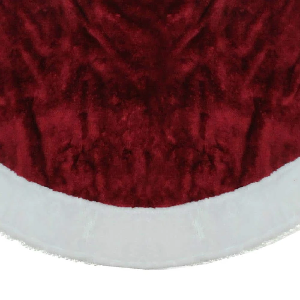 Northlight 48 In. White And Burgundy Plush Christmas Tree Skirt 2 Northlight 48 In. White And Burgundy Plush Christmas Tree Skirt - Image 2