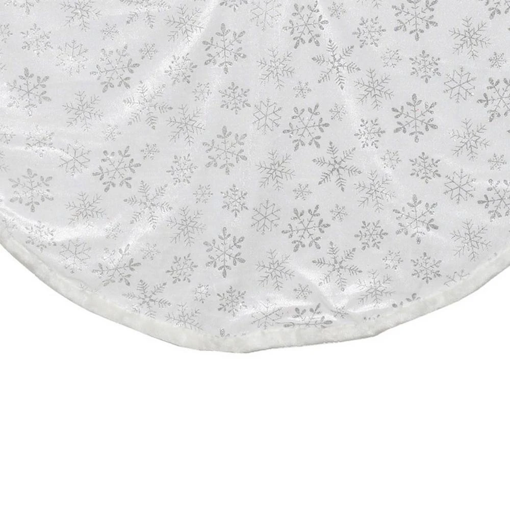 Northlight 48 In. Silver And White Snowflakes Christmas Tree Skirt 2 Northlight 48 In. Silver And White Snowflakes Christmas Tree Skirt - Image 2