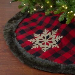 Northlight 48 In. Red And Black Christmas Tree Skirt With Burlap Snowflake -Northlight Shop northlight christmas tree skirts 34316557 31 1000