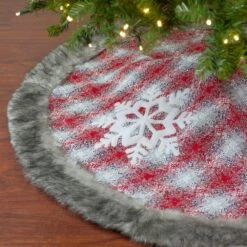 Northlight 48 In. Red And White Plaid Christmas Tree Skirt With Snowflake 9 Northlight 48 In. Red And White Plaid Christmas Tree Skirt With Snowflake -Northlight Shop northlight christmas tree skirts 34316568 31 1000
